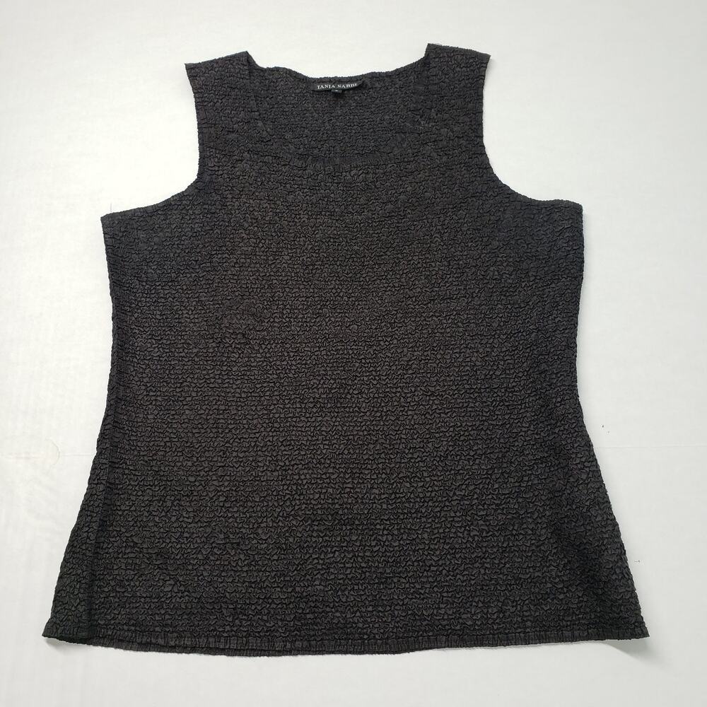 Tania Nardi Top Tank Womens Medium Black Crinkle Sleeveless Artsy Textured Goth - Picture 12 of 13